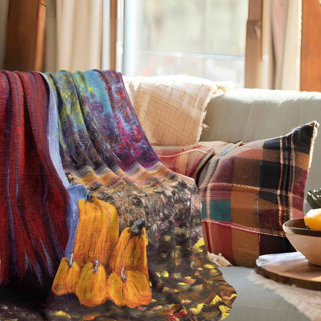 Fall Gathering Fleece Sherpa Blanket. Available in sizes from 50” x 60”-60” x 80”