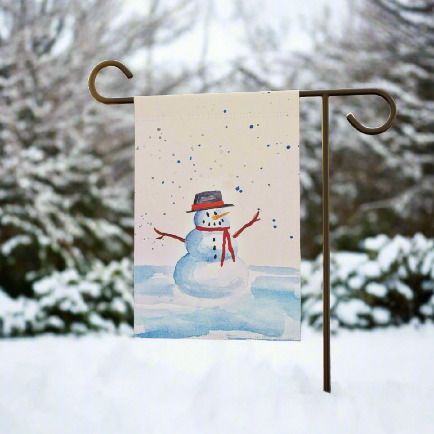 Snowman Garden & House Banner. Available in sizes from 12” x 18”-24.5” x 32”