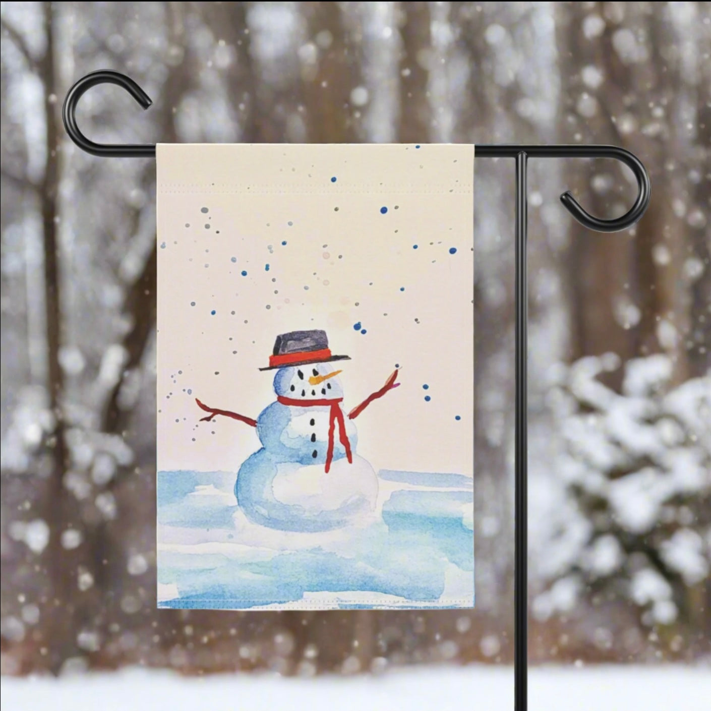 Snowman Garden & House Banner. Available in sizes from 12” x 18”-24.5” x 32”