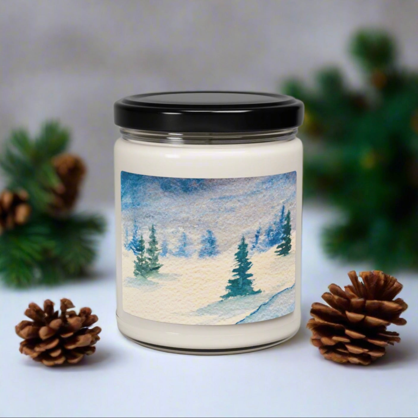 Eco-Friendly Soy Candle (9 oz.), Featuring Frosted Firs. Multiple Scents Available