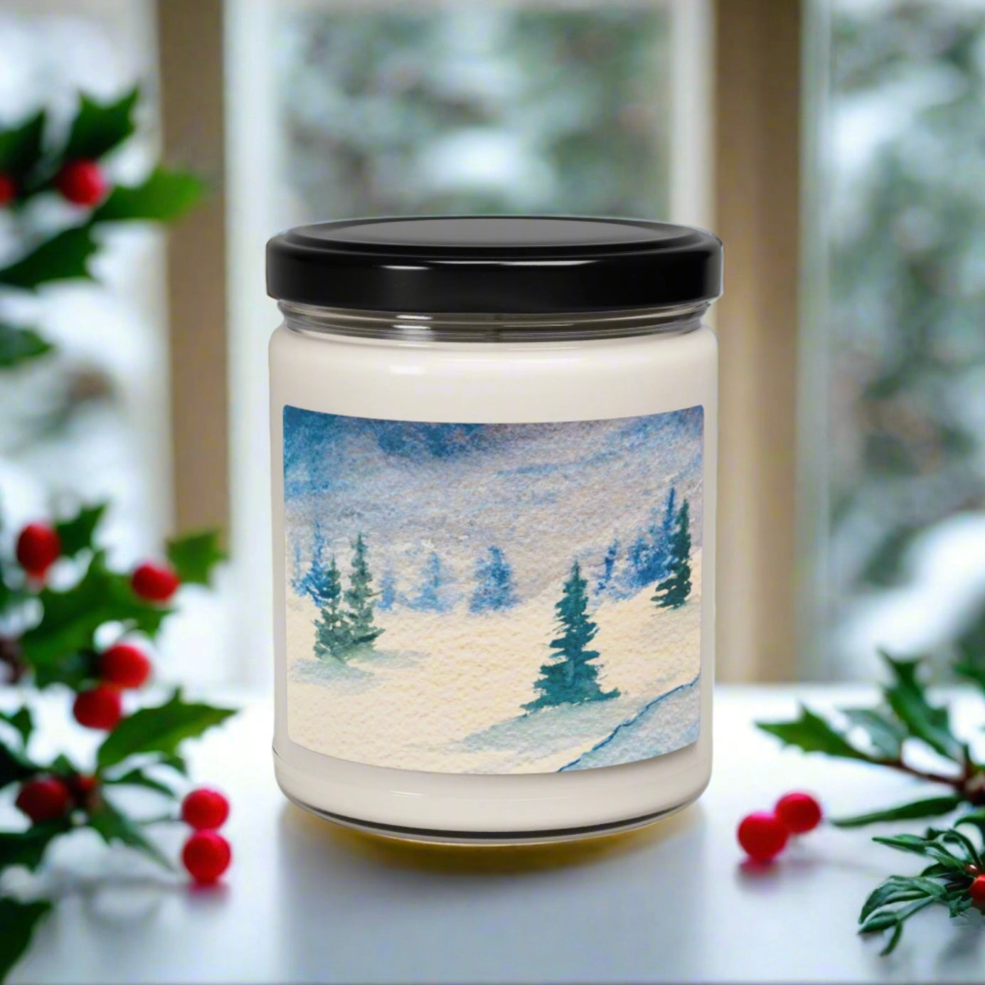 Eco-Friendly Soy Candle (9 oz.), Featuring Frosted Firs. Multiple Scents Available