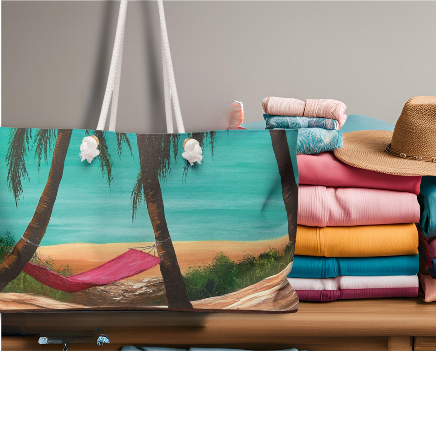 Simple Weekender Bag Featuring Hawaii Beach Hammock