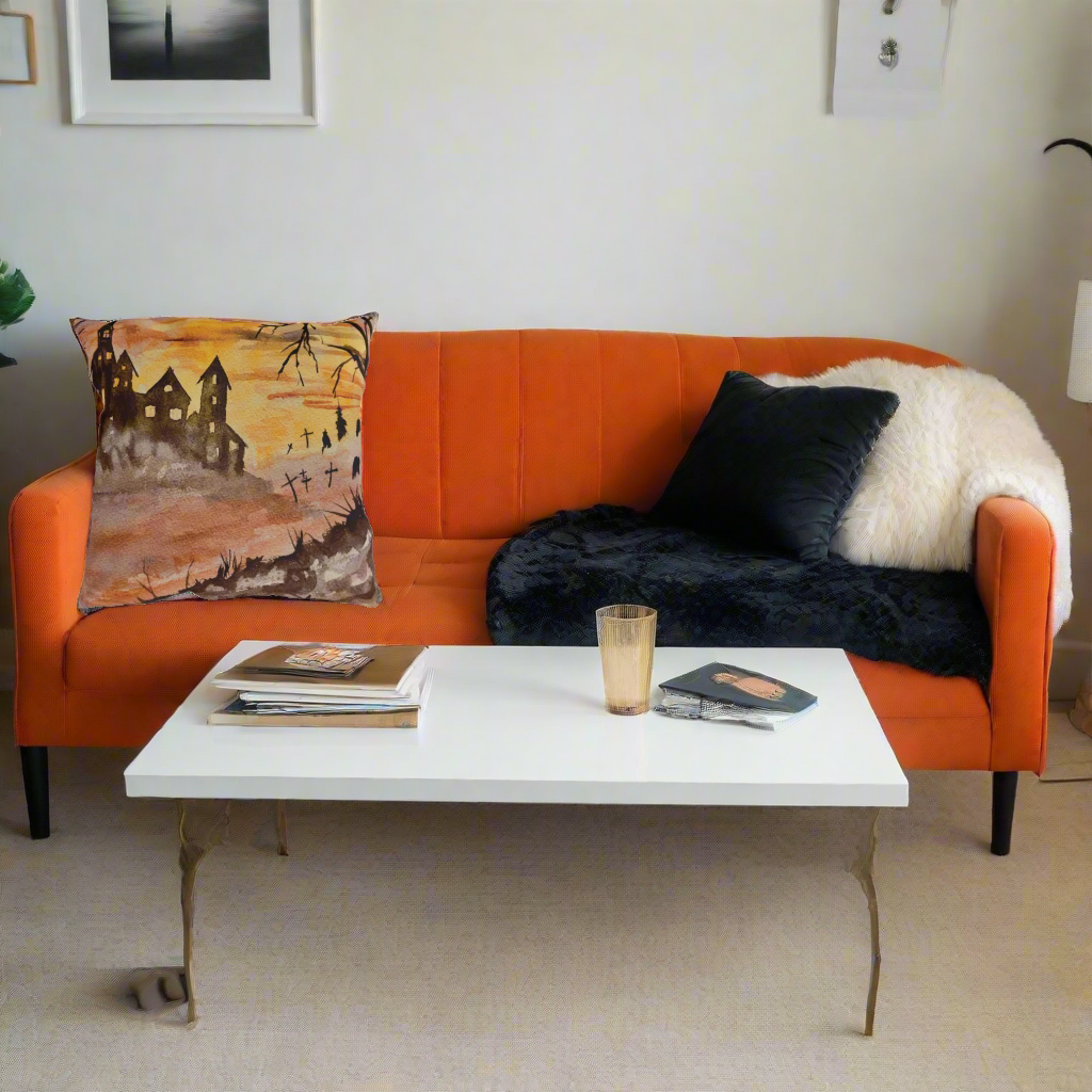 Halloween House and Graveyard Pillows. Available in sizes from 16” x 16”-20” x 20”