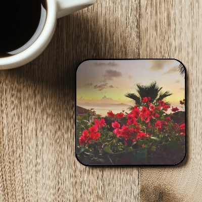 Island Sunset Cork Back Coaster