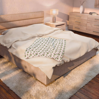 Velveteen Plush Blanket Featuring Purple Irises. Available in sizes from 30” x 40”-60” x 80”