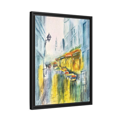 Cafe Reflections Matte Canvas, Framed (Black or Espresso). Available in sizes 8”x10”-24”x32”