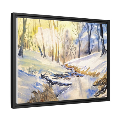 Snowy Creek Matte Canvas, Framed (Black or Espresso). Available in sizes from 10”x8”-32”x24”