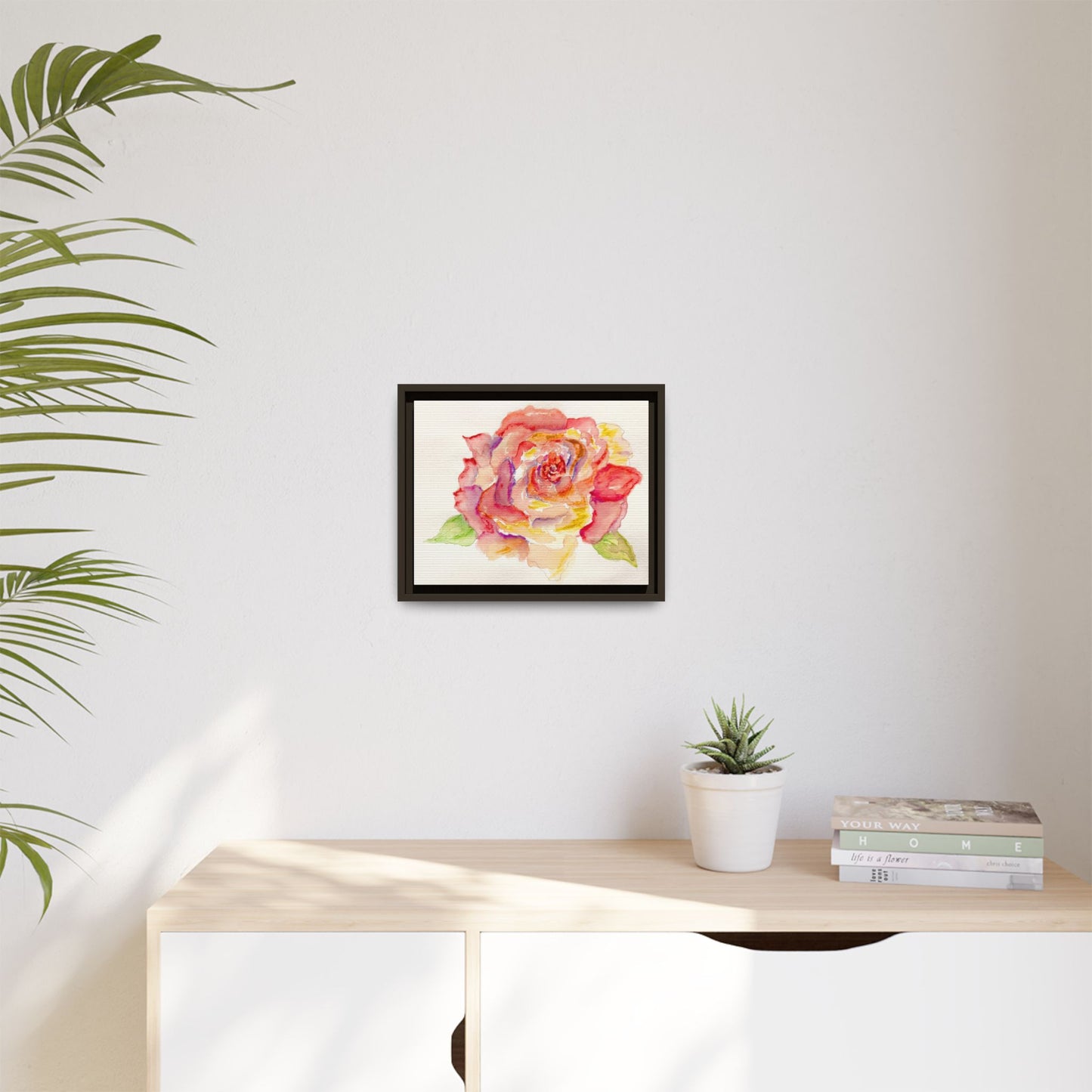 Rose Water Matte Canvas, Framed (Black or Espresso). Available in sizes from 10”x8”-14”x11”