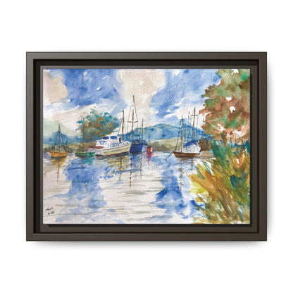 Snug Harbor Matte Canvas, Framed (Black or Espresso). Available in sizes 10”x8”-20”x16”