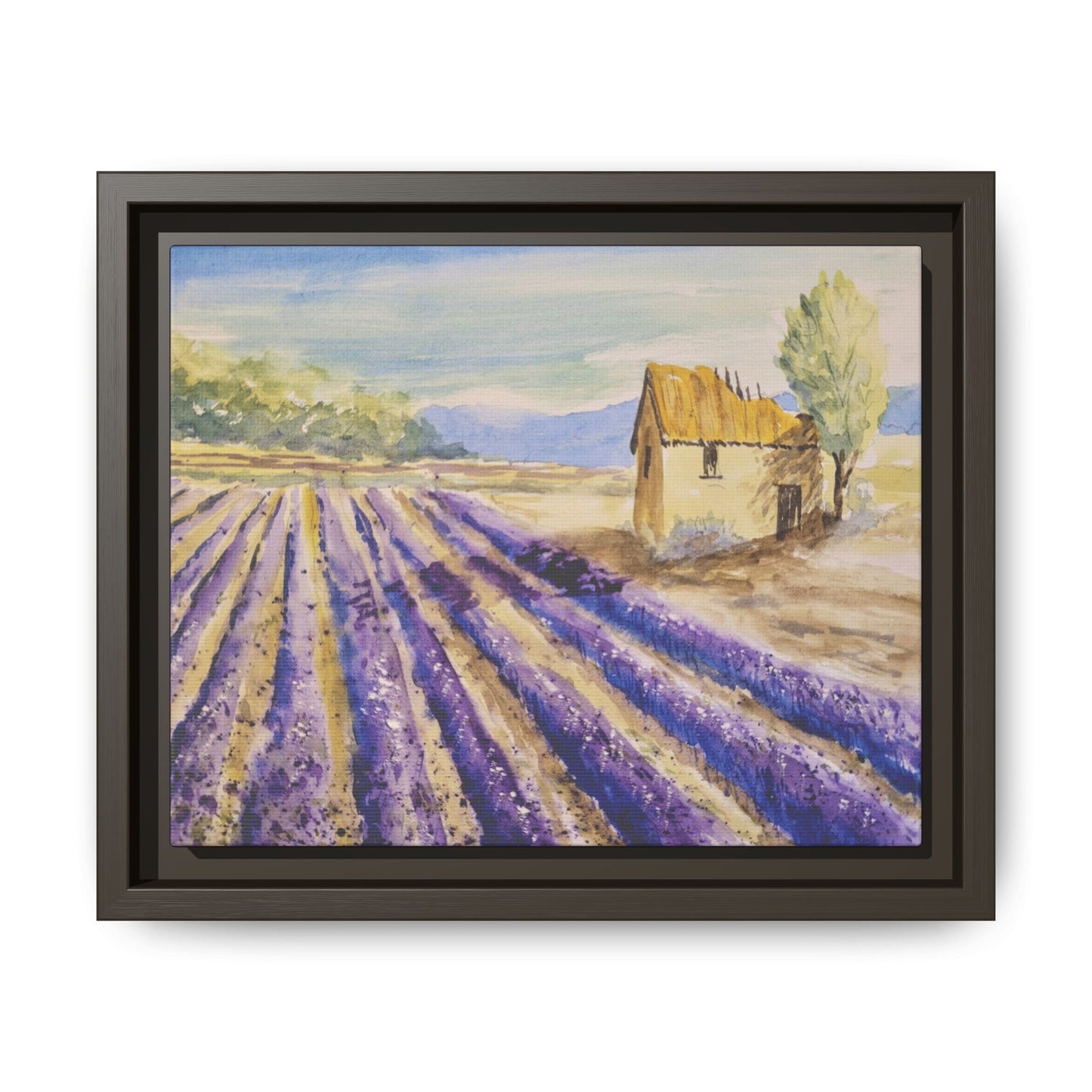 Lavender at Daybreak Matte Canvas, Framed (Black or Espresso). Available in sizes 10”x8”-20”x10”