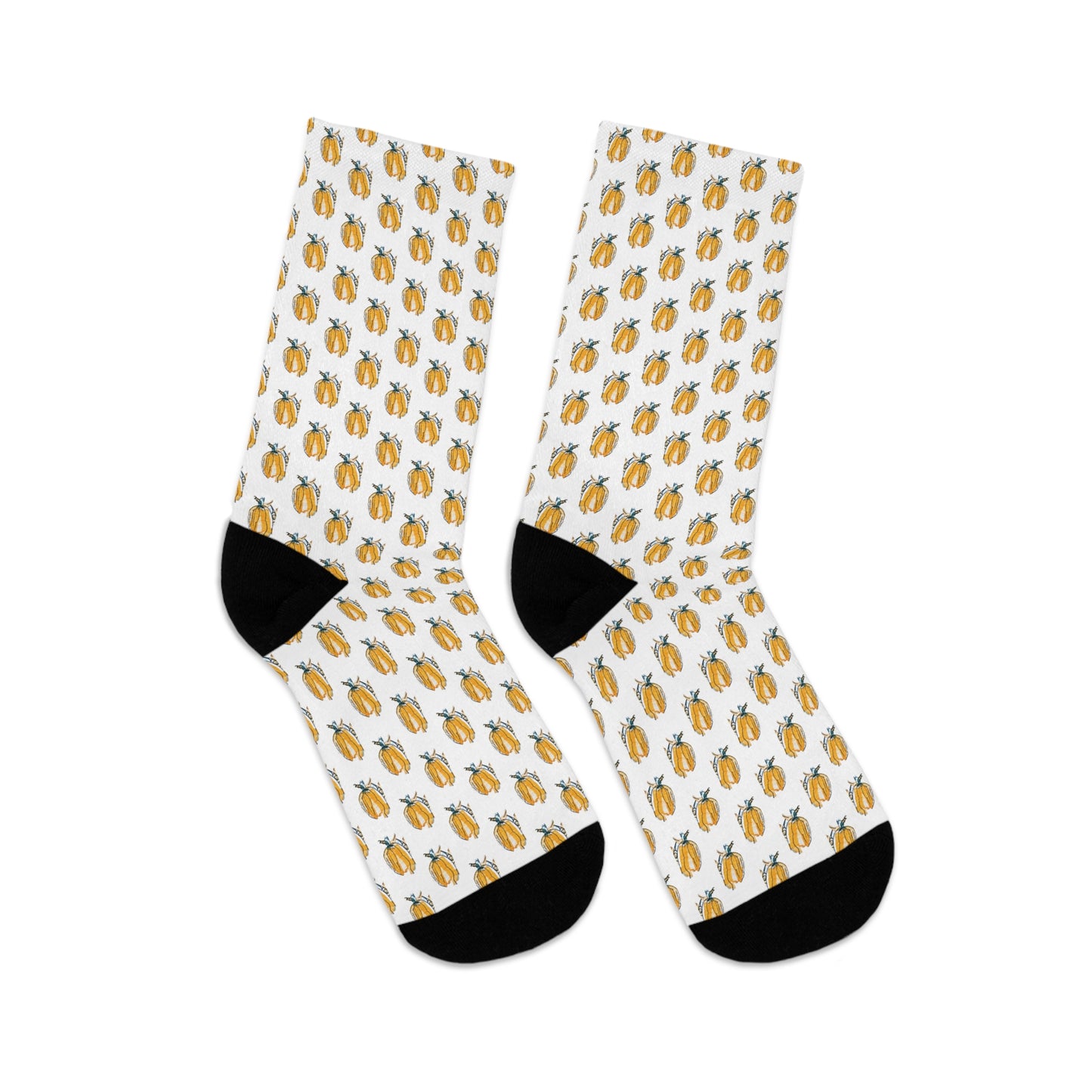 Fall Themed Recycled Poly Socks Featuring Pumpkin Design