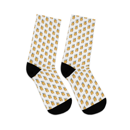 Fall Themed Recycled Poly Socks Featuring Pumpkin Design