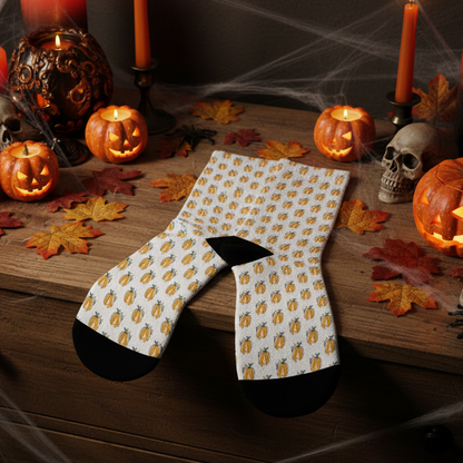 Fall Themed Recycled Poly Socks Featuring Pumpkin Design