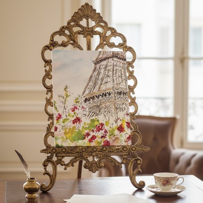 Eiffel Tower Floral Design Matte Canvas, Stretched, 1.25". Available in sizes from 8” x 10”-12” x 18”