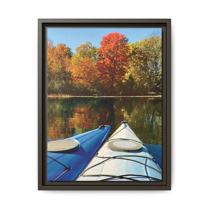 Happy Together Fall Kayaking, Framed (Black or Espresso). Available in sizes from 8”x10”-12”x16”