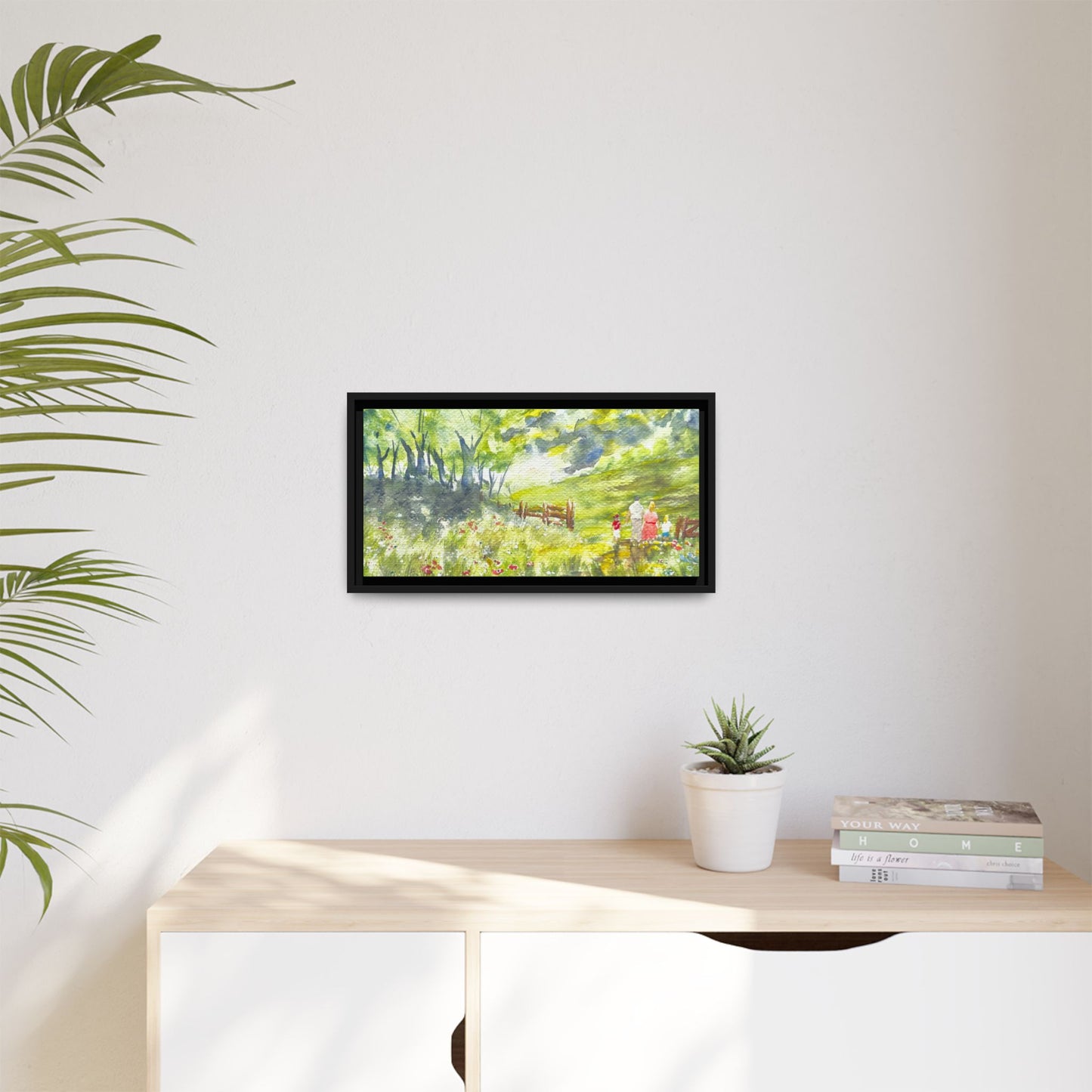 Summer Stroll Matte Canvas, Framed (Black or Espresso). Available in sizes 10”x8”-20”x10”