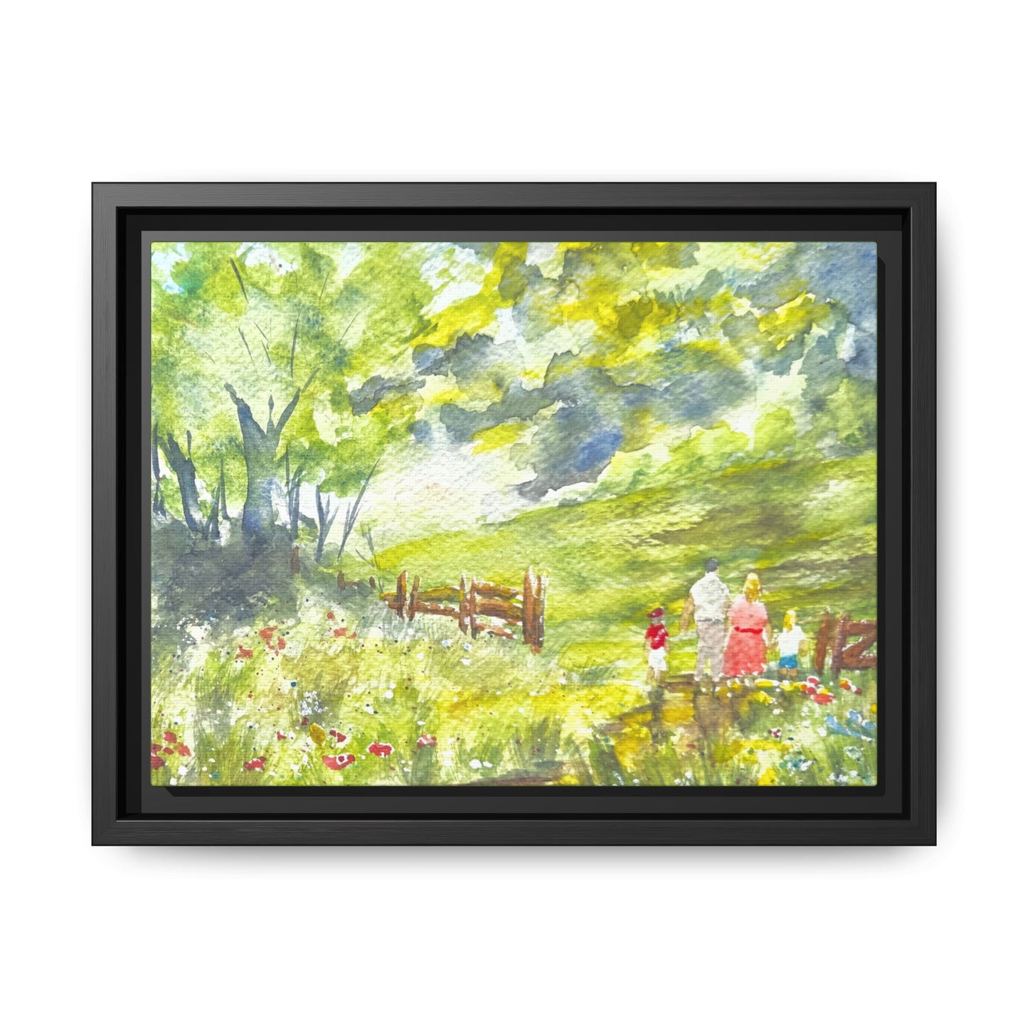 Summer Stroll Matte Canvas, Framed (Black or Espresso). Available in sizes 10”x8”-20”x10”