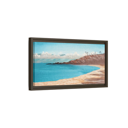 Kaanapali Beach Matte Canvas, Framed (Black or Espresso). Available in sizes from 20”x10”-30”x20”