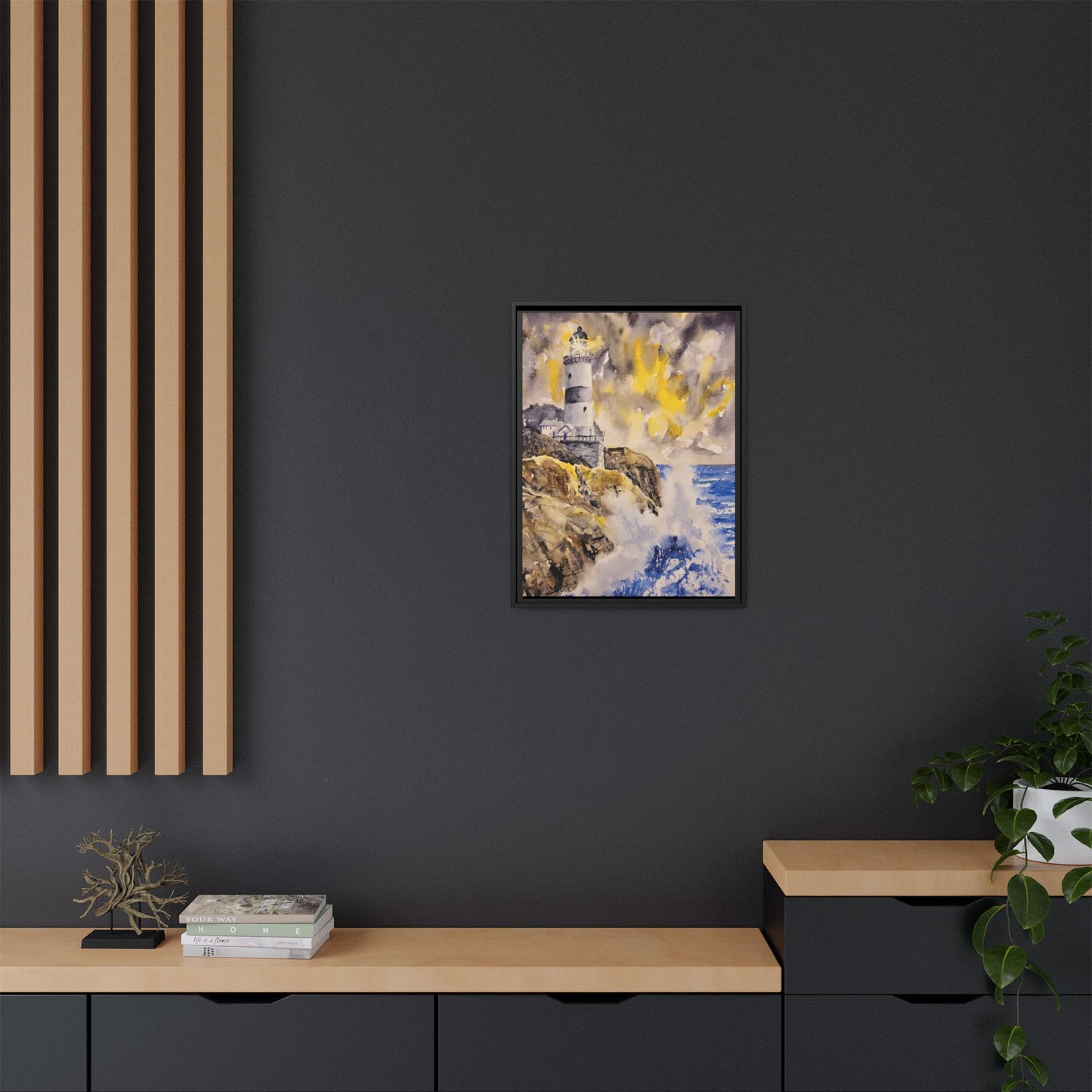 Storm Watch Matte Canvas, Framed (Black or Espresso). Available in sizes 8”x10”-18”x24”
