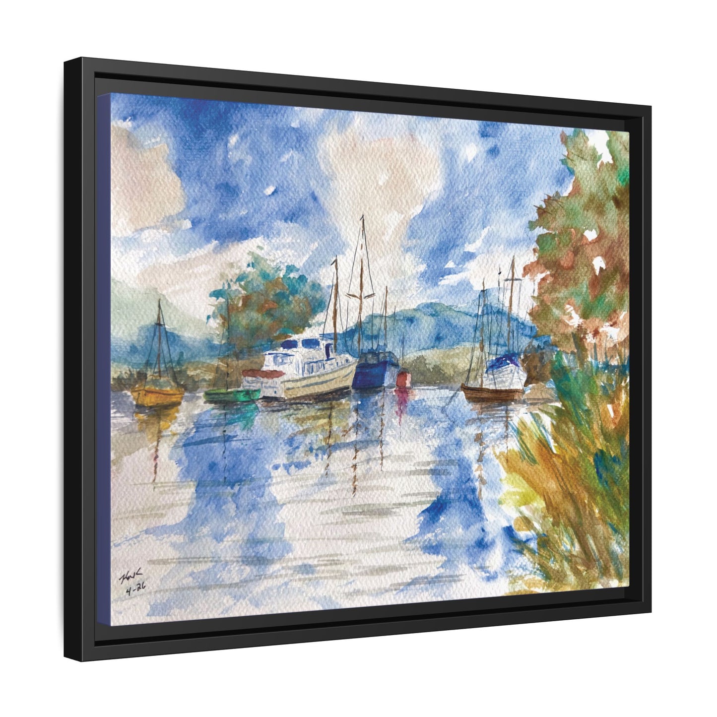 Snug Harbor Matte Canvas, Framed (Black or Espresso). Available in sizes 10”x8”-20”x16”