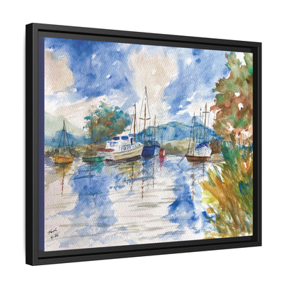 Snug Harbor Matte Canvas, Framed (Black or Espresso). Available in sizes 10”x8”-20”x16”