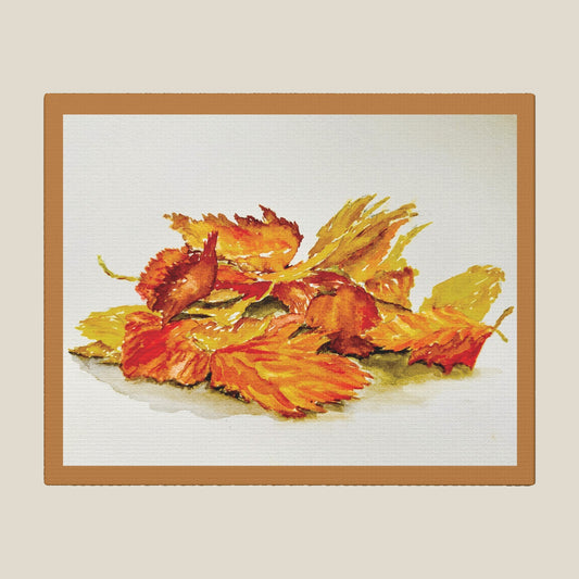 Painting of a pile of fall leaves