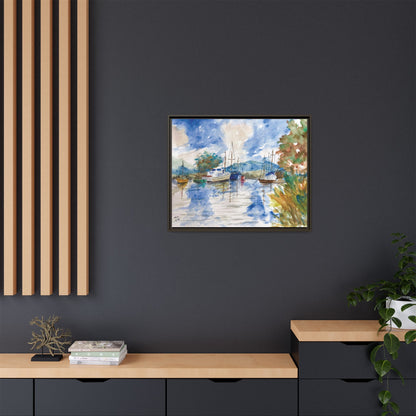 Snug Harbor Matte Canvas, Framed (Black or Espresso). Available in sizes 10”x8”-20”x16”