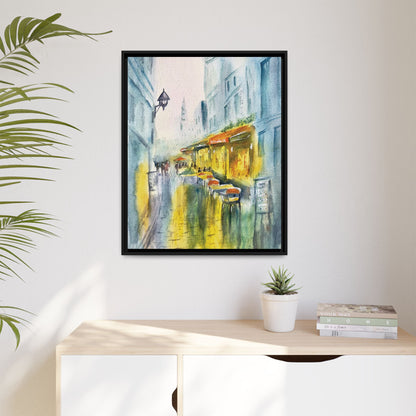 Cafe Reflections Matte Canvas, Framed (Black or Espresso). Available in sizes 8”x10”-24”x32”