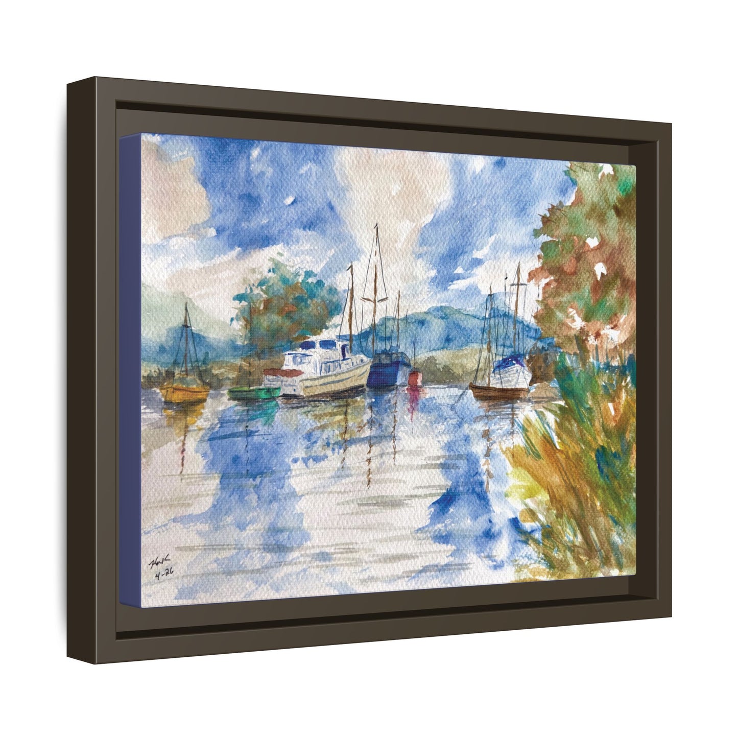 Snug Harbor Matte Canvas, Framed (Black or Espresso). Available in sizes 10”x8”-20”x16”