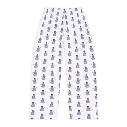 Comfy Men's Whimsical Snowman Pajama Pants. Available in sizes from XS-4XL