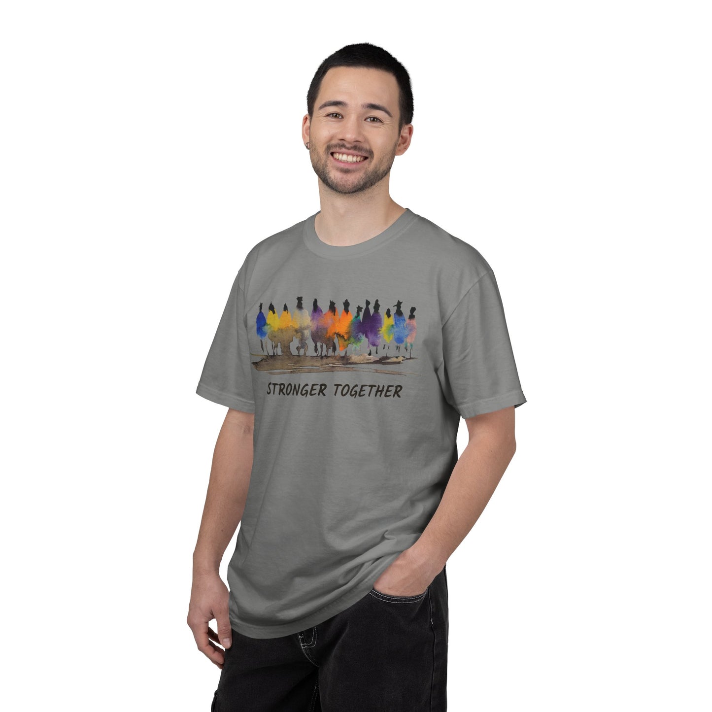 Stronger Together Unisex Garment-Dyed T-shirt. Available in sizes S-4XL, 13 colors.