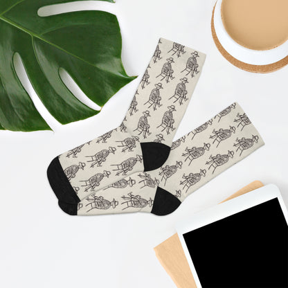 Recycled Poly Socks Featuring Art Dude (Cream)