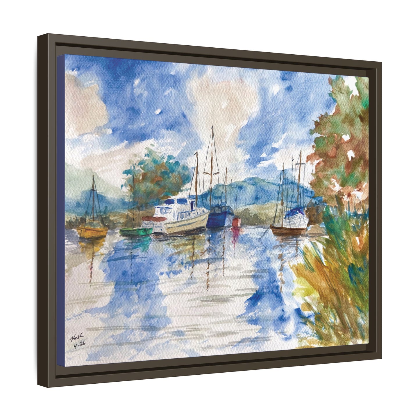 Snug Harbor Matte Canvas, Framed (Black or Espresso). Available in sizes 10”x8”-20”x16”