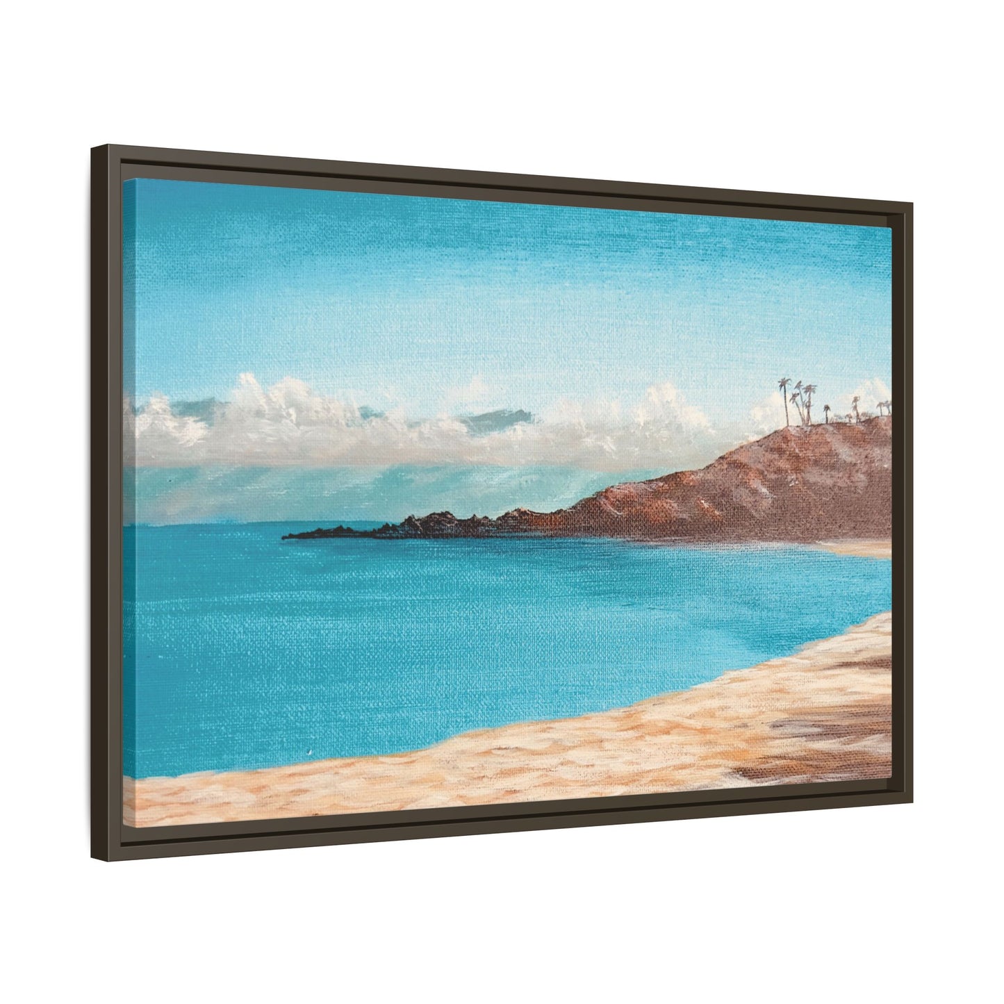 Kaanapali Beach Matte Canvas, Framed (Black or Espresso). Available in sizes from 20”x10”-30”x20”