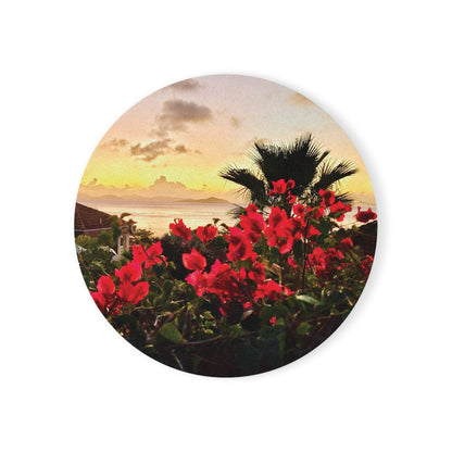 Island Sunset Cork Back Coaster