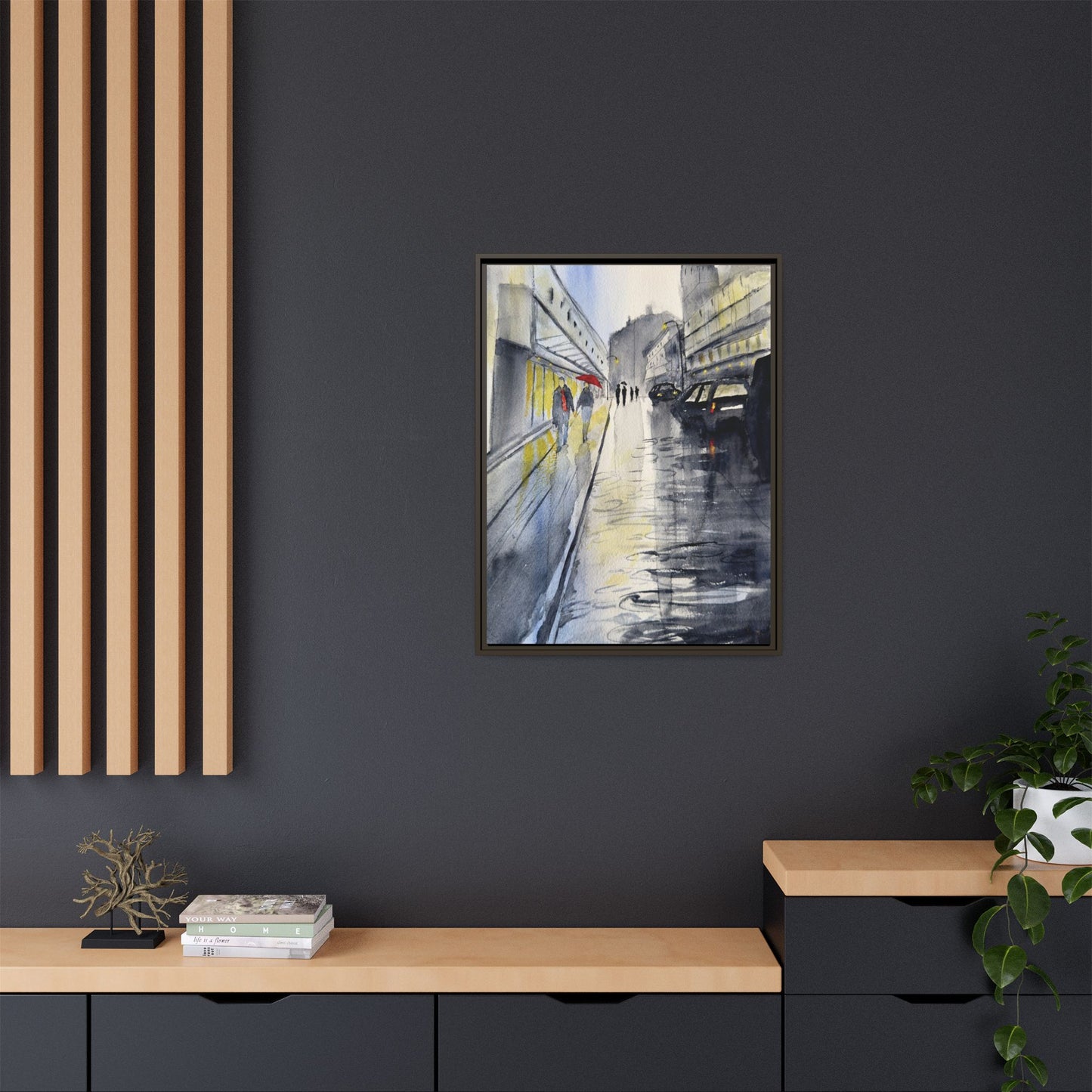 Rainy Day Romance, Framed (Black or Espresso). Available in sizes from 8”x10”-24”x32”