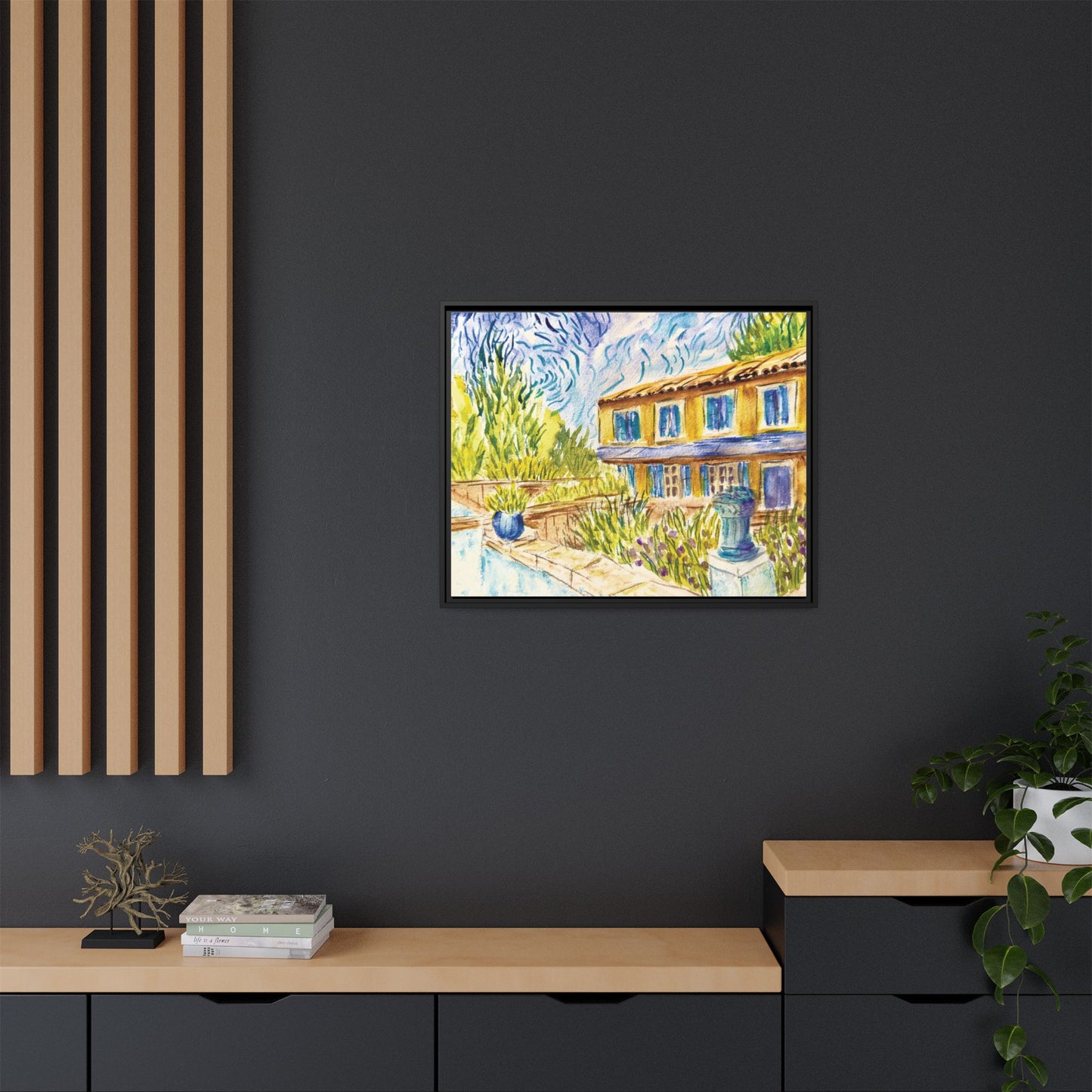 Respite Near Saint-Remy-de-Provence Matte Canvas, Framed (Black or Espresso). Available in sizes from 10”x8”-30”x24”