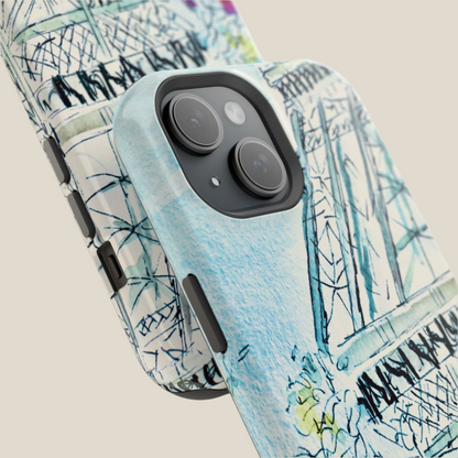 Aqua Eiffel Tower Magnetic Tough Case. Available for Assorted iPhone Models