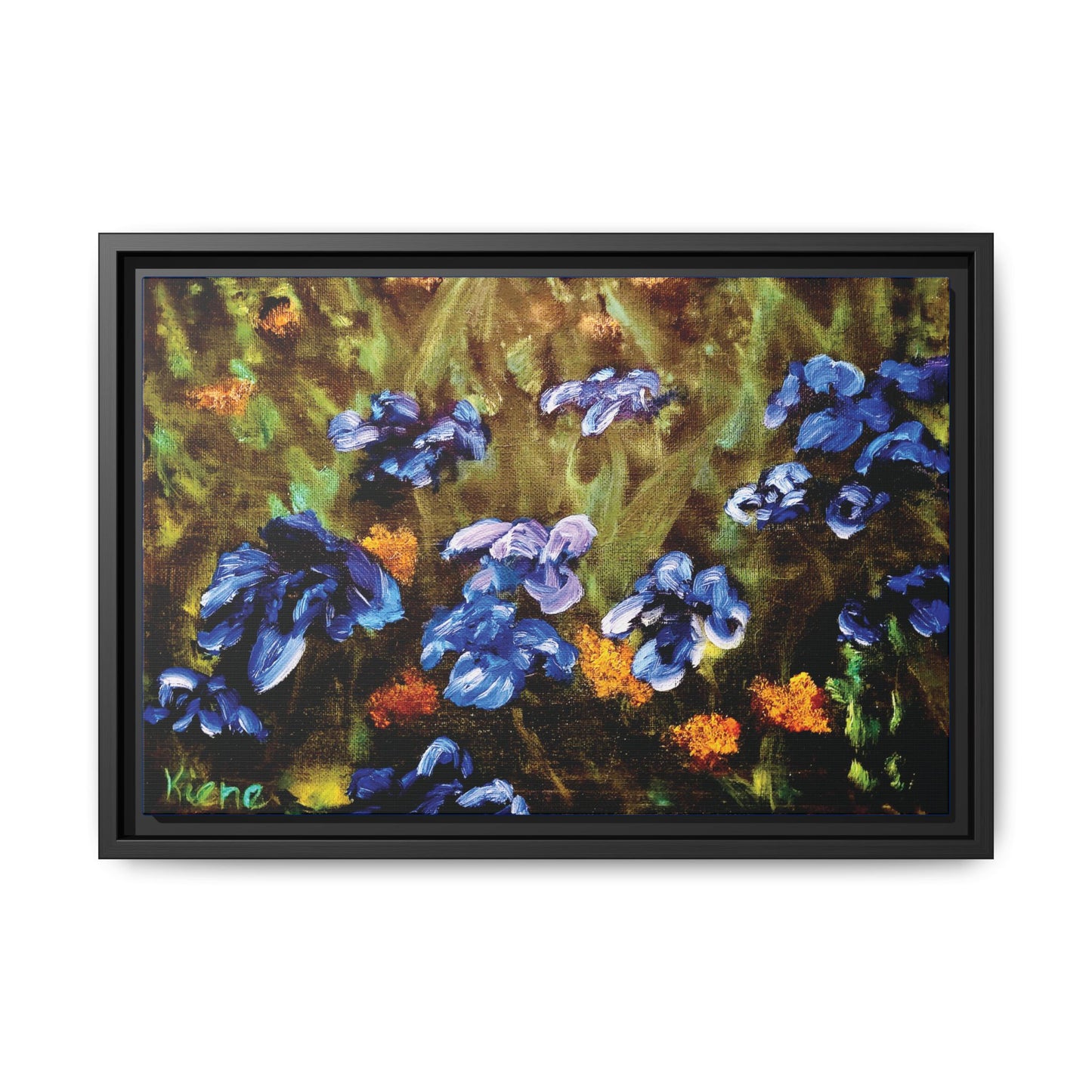 Irises Reimagined, Framed (Black or Espresso). Available in sizes from 10”x8”-18”x12”