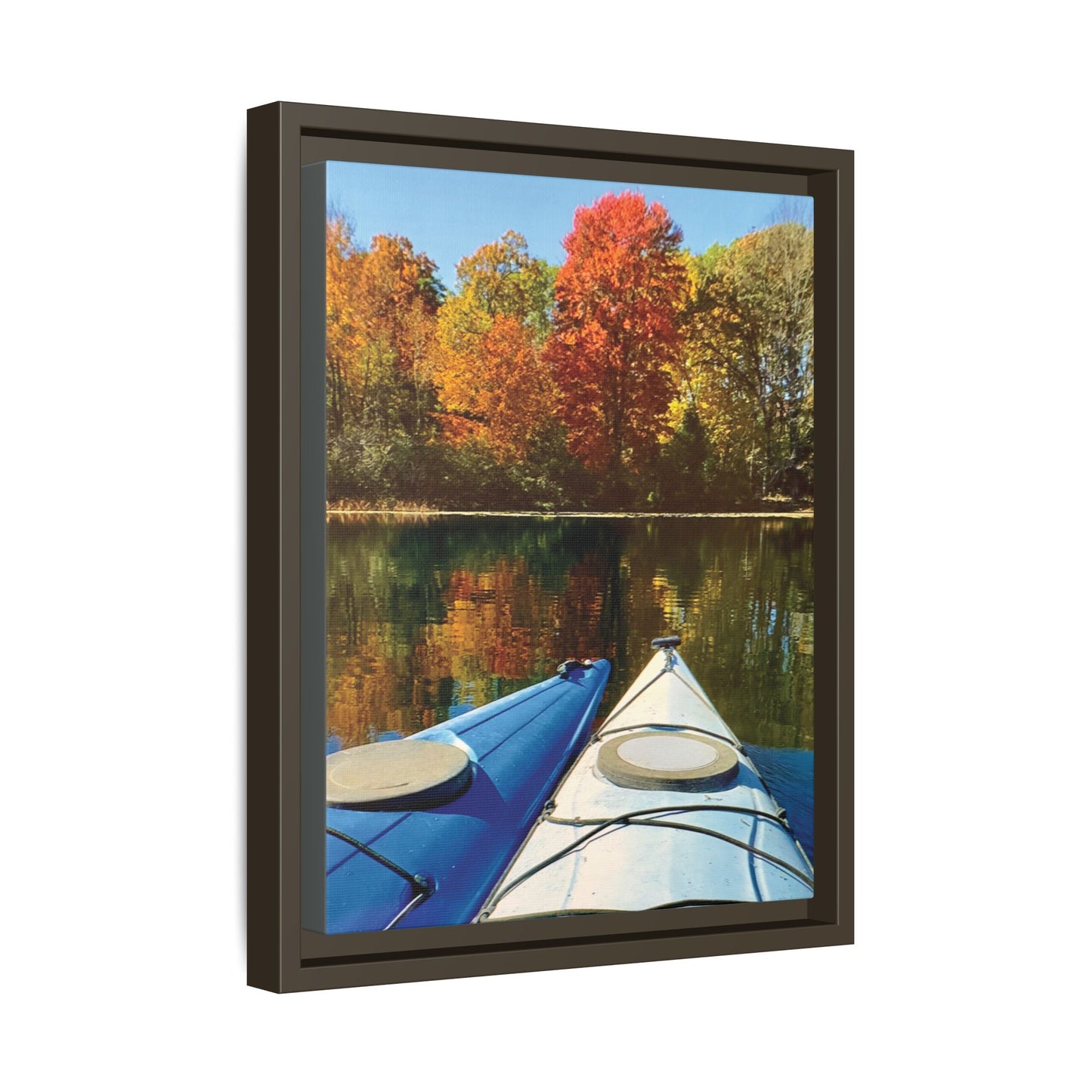 Happy Together Fall Kayaking, Framed (Black or Espresso). Available in sizes from 8”x10”-12”x16”