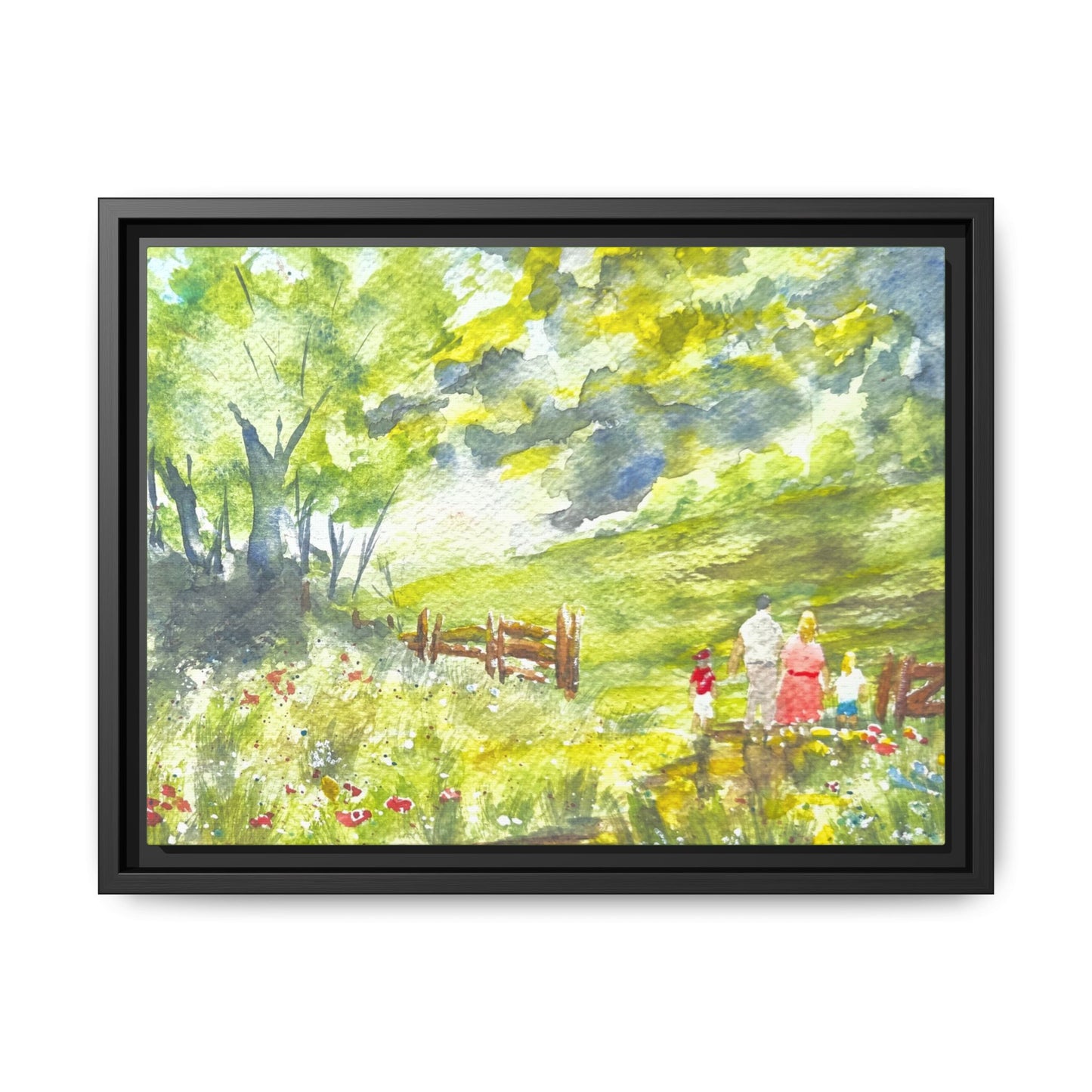 Summer Stroll Matte Canvas, Framed (Black or Espresso). Available in sizes 10”x8”-20”x10”