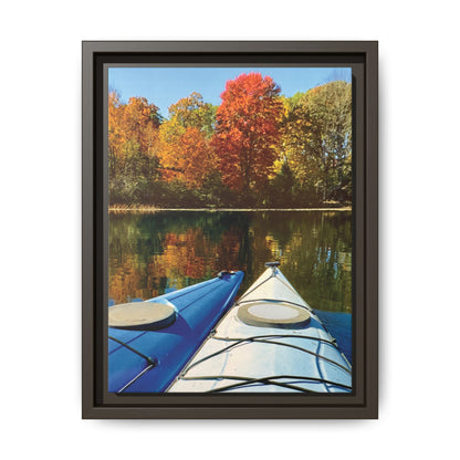 Happy Together Fall Kayaking, Framed (Black or Espresso). Available in sizes from 8”x10”-12”x16”
