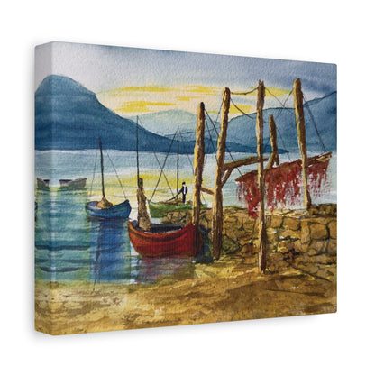Morning Boats on the Loch Matte Canvas, Stretched, 1.25". Available in sizes from 10” x 8”-24” x 18”