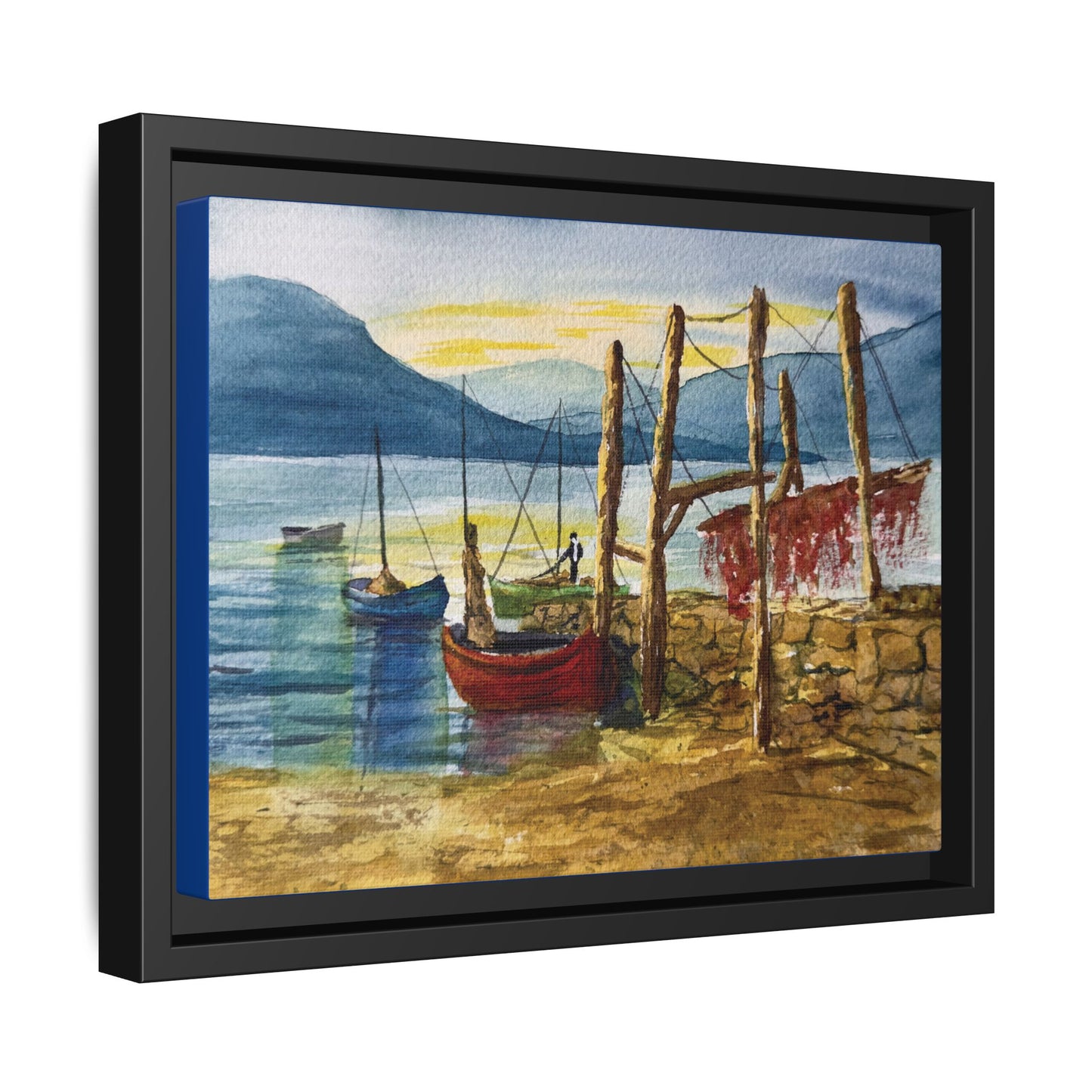 Morning Boats on the Loch, Framed (Black or Espresso). Available in sizes from 10”x8”-24”x18”