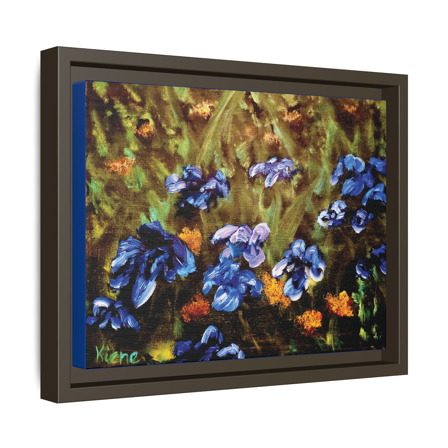 Irises Reimagined, Framed (Black or Espresso). Available in sizes from 10”x8”-18”x12”