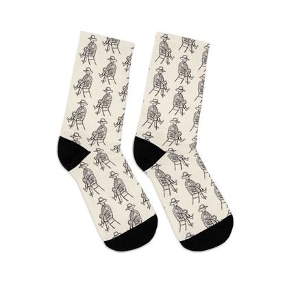 Recycled Poly Socks Featuring Art Dude (Cream)
