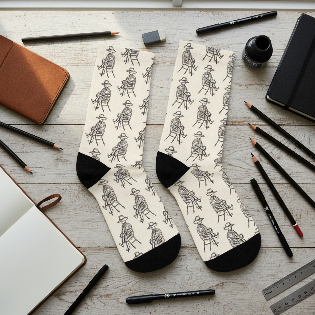 Recycled Poly Socks Featuring Art Dude (Cream)