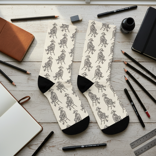 Recycled Poly Socks Featuring Art Dude (Cream)