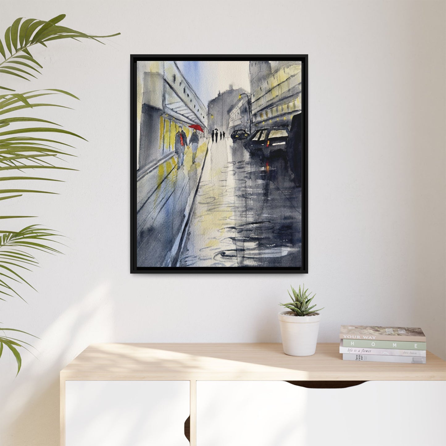 Rainy Day Romance, Framed (Black or Espresso). Available in sizes from 8”x10”-24”x32”