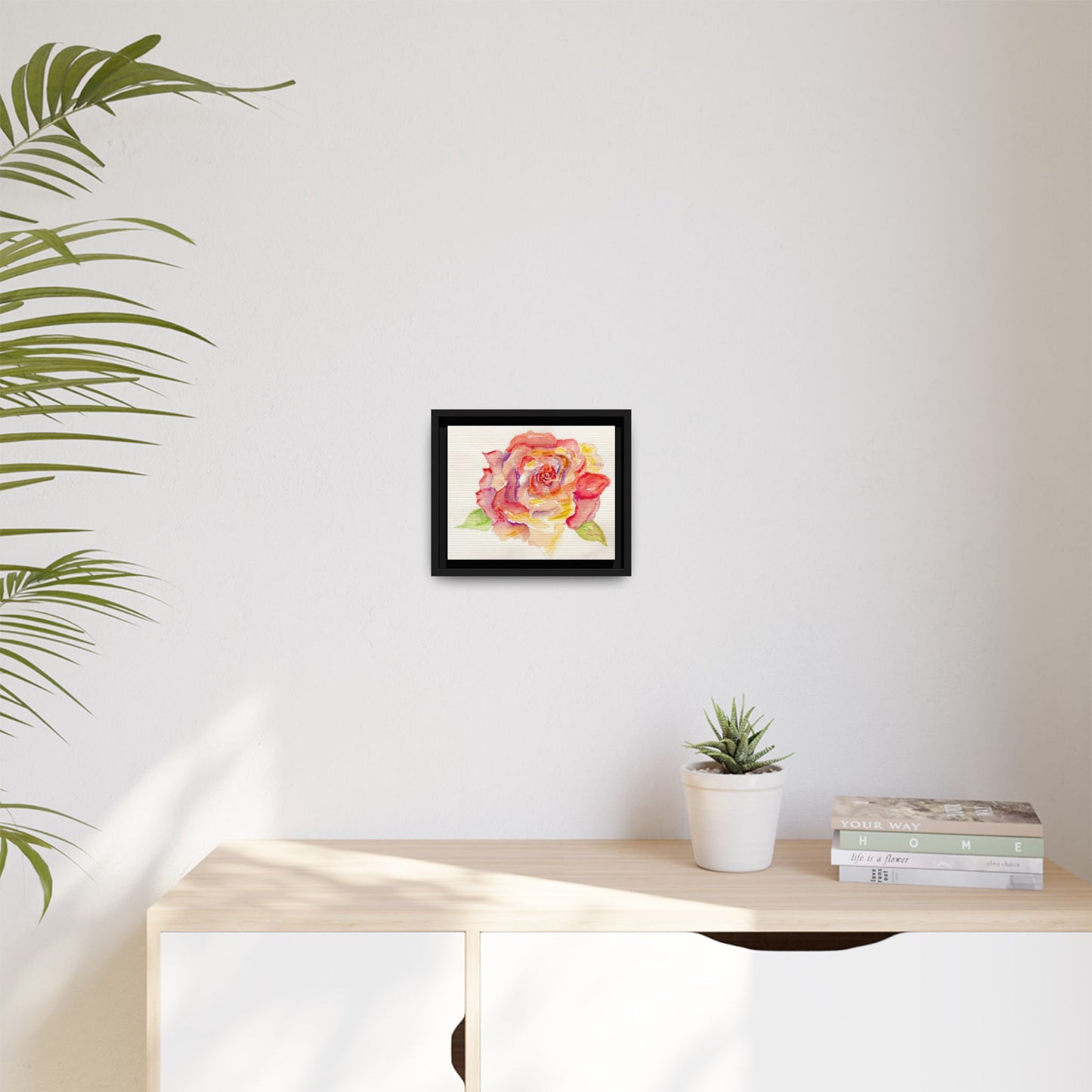 Rose Water Matte Canvas, Framed (Black or Espresso). Available in sizes from 10”x8”-14”x11”
